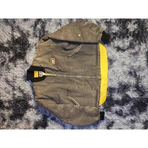 CAT Caterpillar Vintage Black Insulated Bomber Jacket Canvas Carhartt Detroit